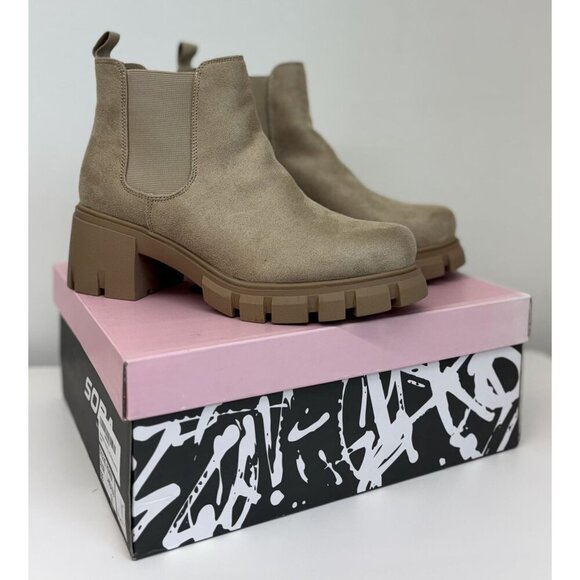 SODA / Pionner / Beig/Sand / Chelsea Boots /  With Chunky Lug Sole & Elastic Gor - Picture 9 of 10